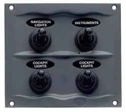[900-4WP] Switch Panel DC Waterproof 4xOn/Off Charcoal